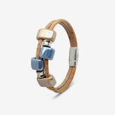 Bracelet in Natural Cork with Ceramics and Silver Beads